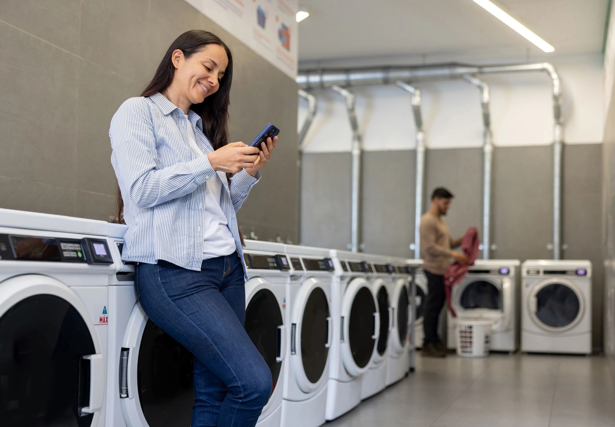 happy laundry customer